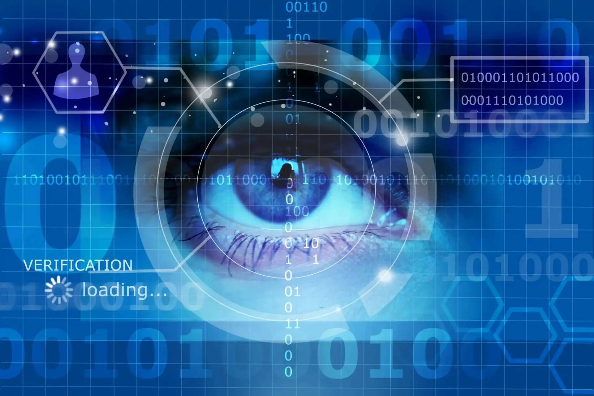 Close-up of biometric data and credit bureau data streams representing precision prescreen targeting