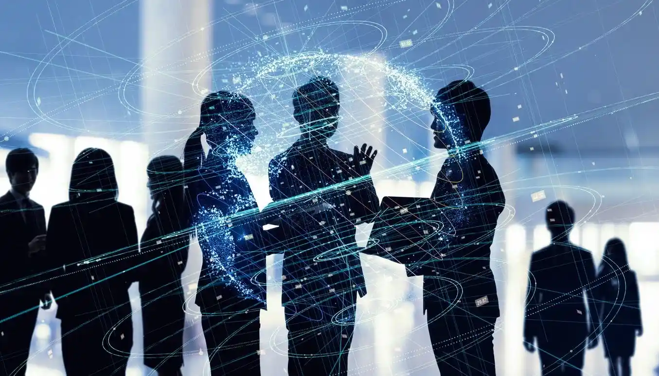 Business professionals in a meeting reviewing insurance marketing strategy and data